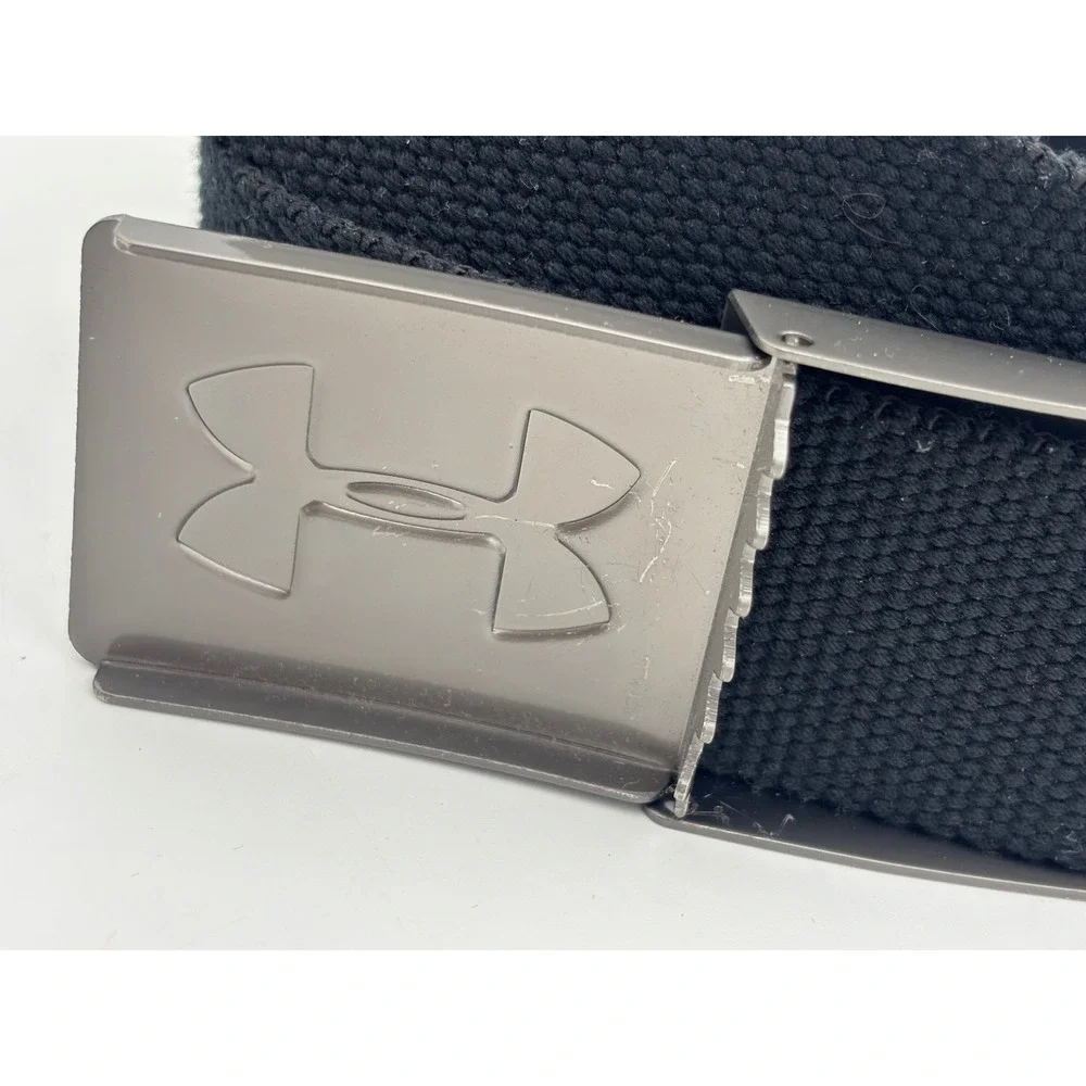 UNDER ARMOUR Mens Black Belt Canvas Webbed Sporty Golf Metal‎ Buckle Work